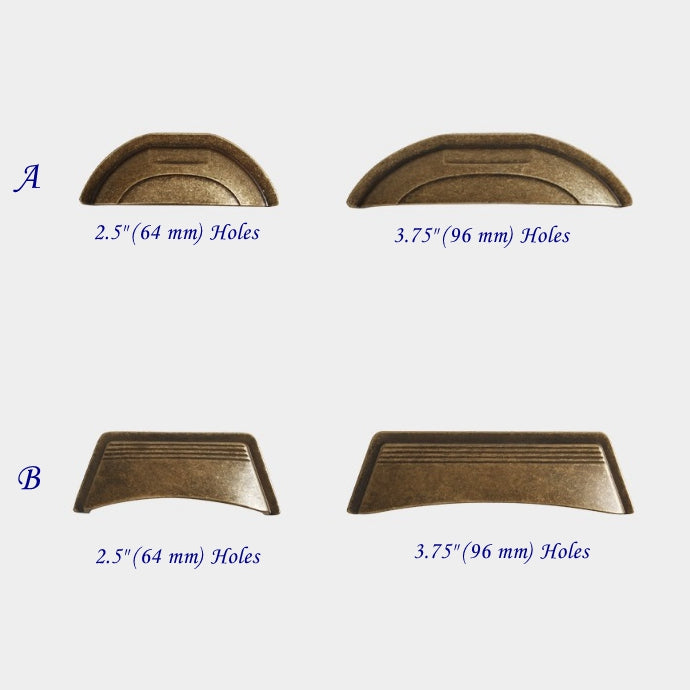 2.5" 3.75" Centers Cup Drawer Pulls in Brushed Gold, Nickel, Polished Chrome, Antique Bronze, 64 96 mm