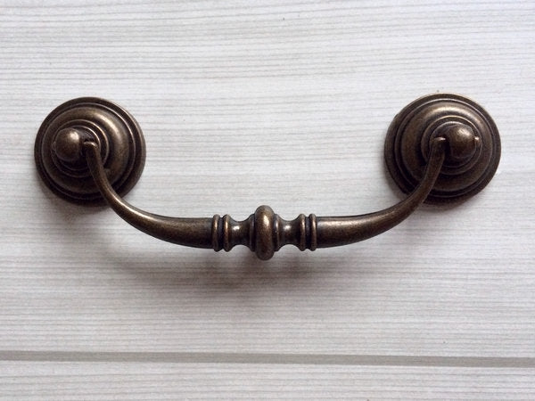 4.25" Drawer Pull Bail Drop Handles, Pendant Ring Knob, Antique Bronze Vintage Style