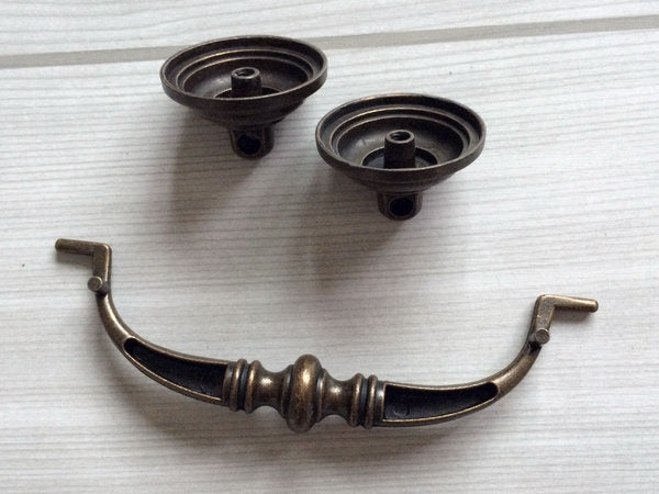 4.25" Drawer Pull Bail Drop Handles, Pendant Ring Knob, Antique Bronze Vintage Style