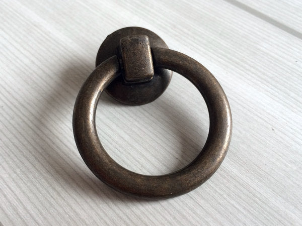 4.25" Drawer Pull Bail Drop Handles, Pendant Ring Knob, Antique Bronze Vintage Style