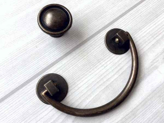 3" 76 mm Cupboard Swing Bail Handle, Antique Bronze, Country Farmhouse Style