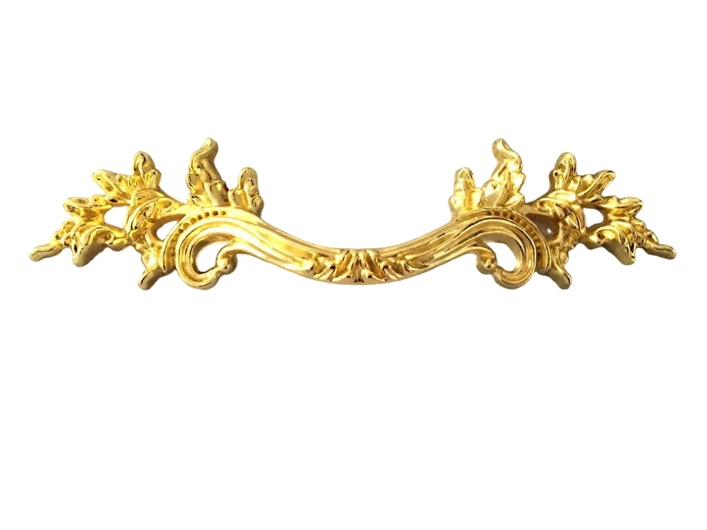 2.5" 3.75" Ornate Polished Gold Leafy Drawer Pull - French Provincial