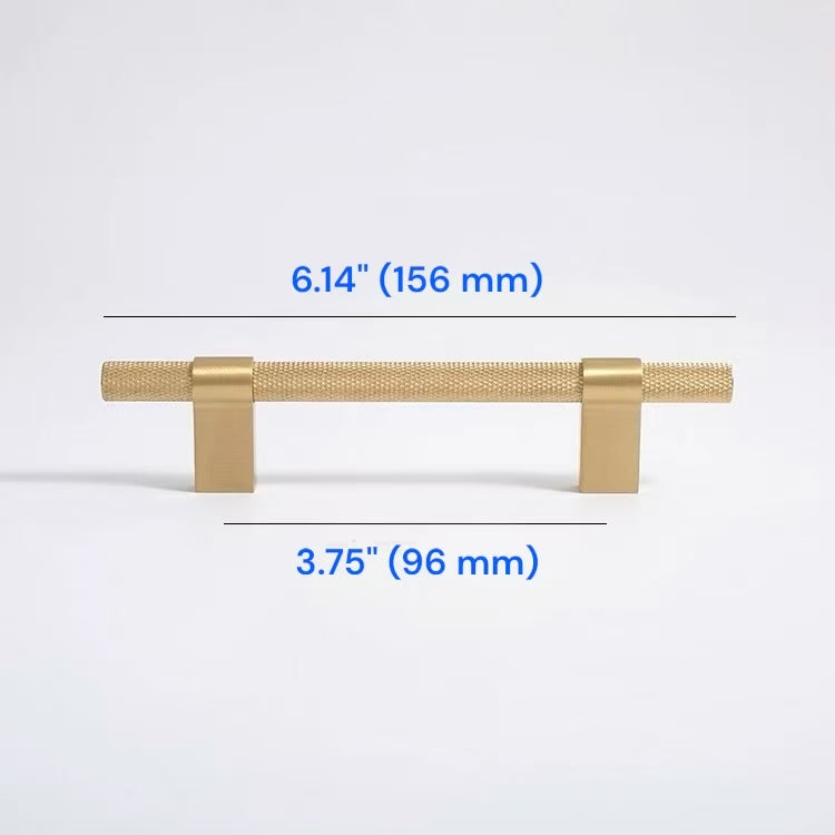 Knurled Cabinet Bar Pulls 96 128 224 320 mm, Brass / Matte Black, Sleek Modern Kitchen Hardware