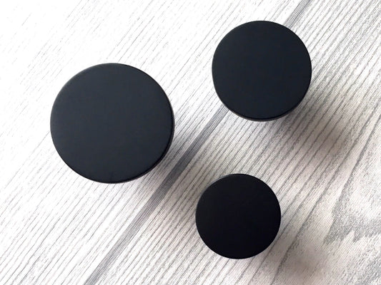 Matte Black Disc Drawer Knob - Modern Kitchen Hardware