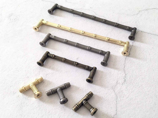 Oriental Bamboo Drawer Pull Handles - 96 128 192 mm