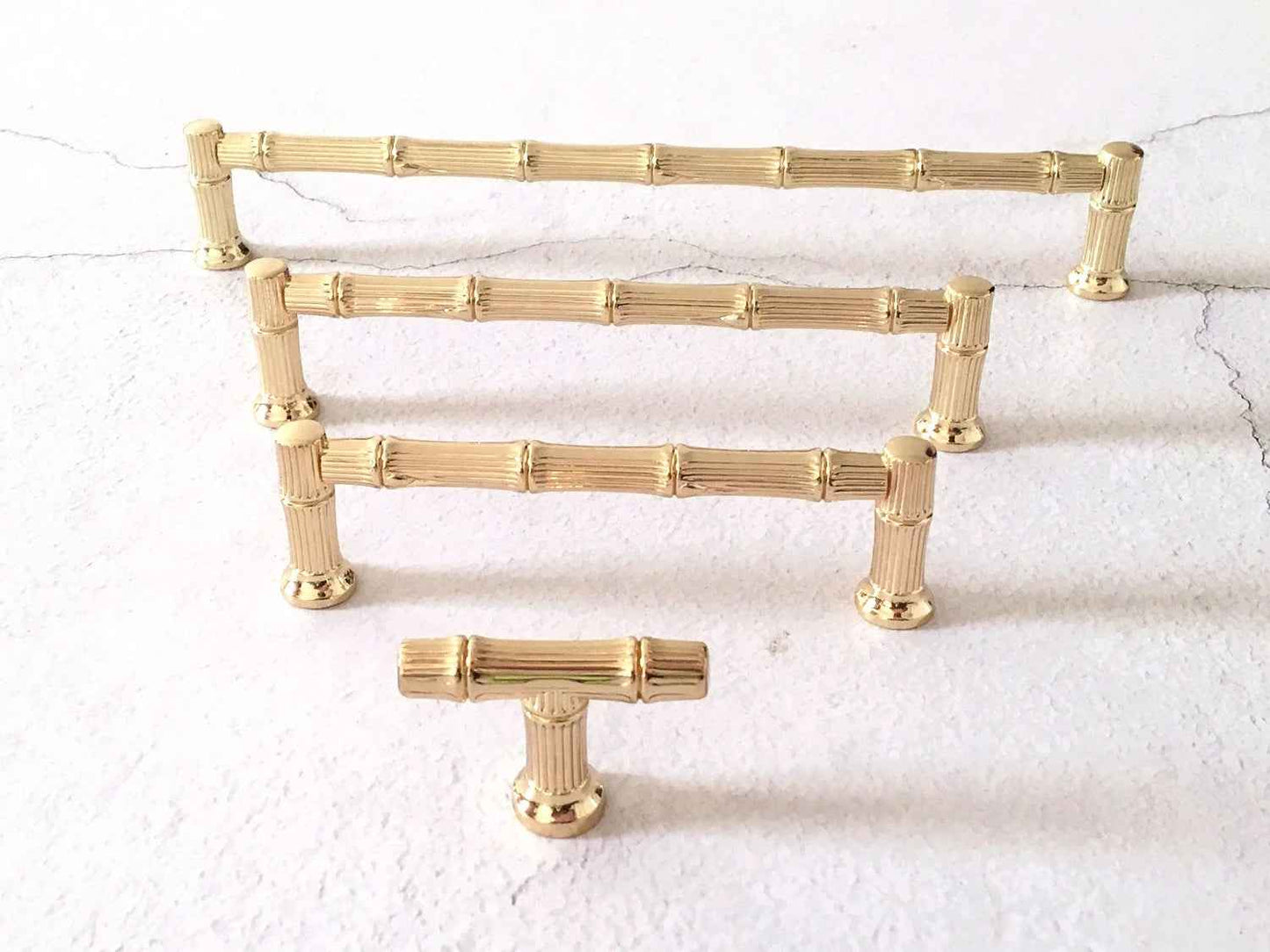 Oriental Bamboo Drawer Pull Handles - 96 128 192 mm