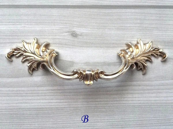 3" 3.75" Centers Antique Silver Leafy Drawer Pulls, Vintage Shabby Chic Cabinet Hardware