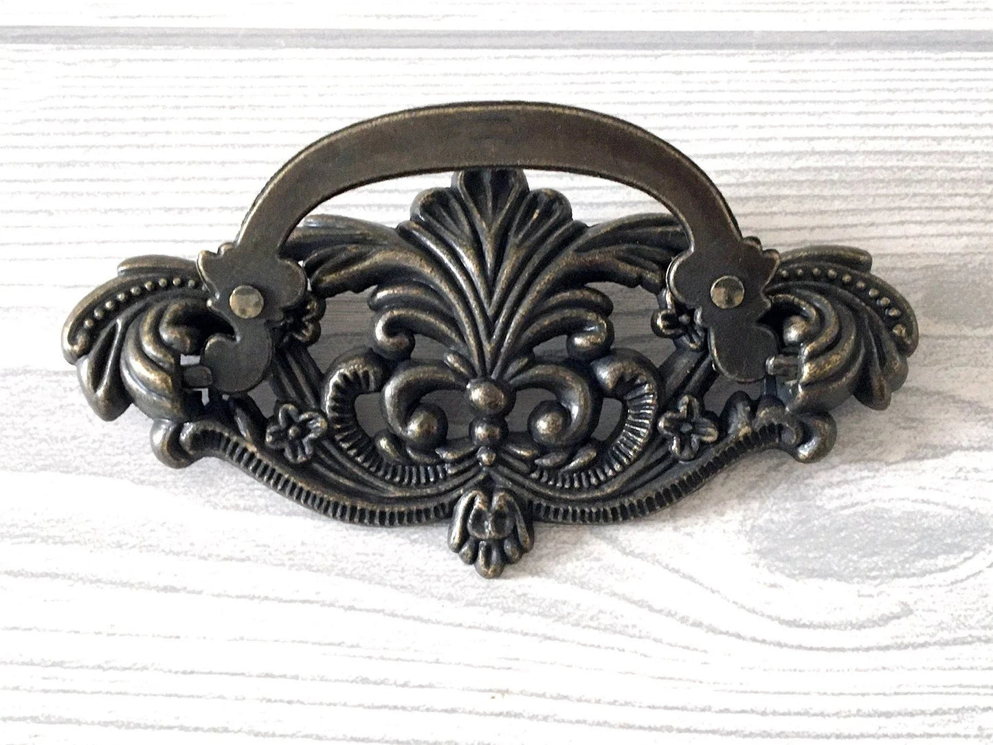 3" Drop Bail Pull Handle Drawer Pulls with backplate, Vintage Style, Antique Bronze, 76 mm Centers