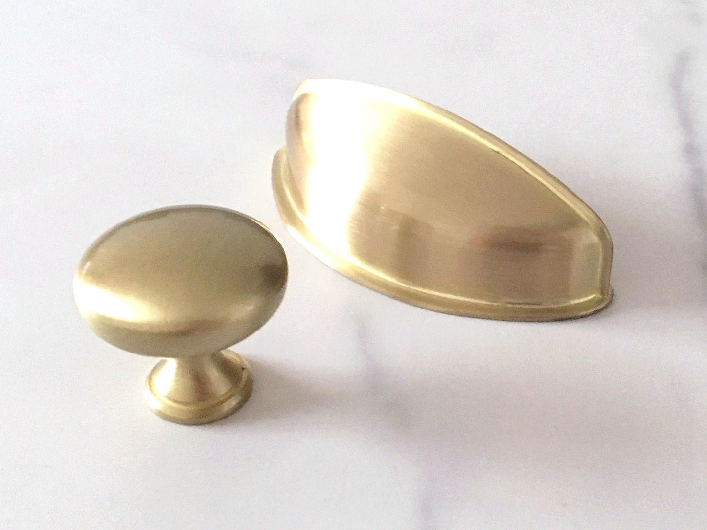 2.5" Gold Cup Drawer Pull, Mid Century Modern Cabinet Hardware