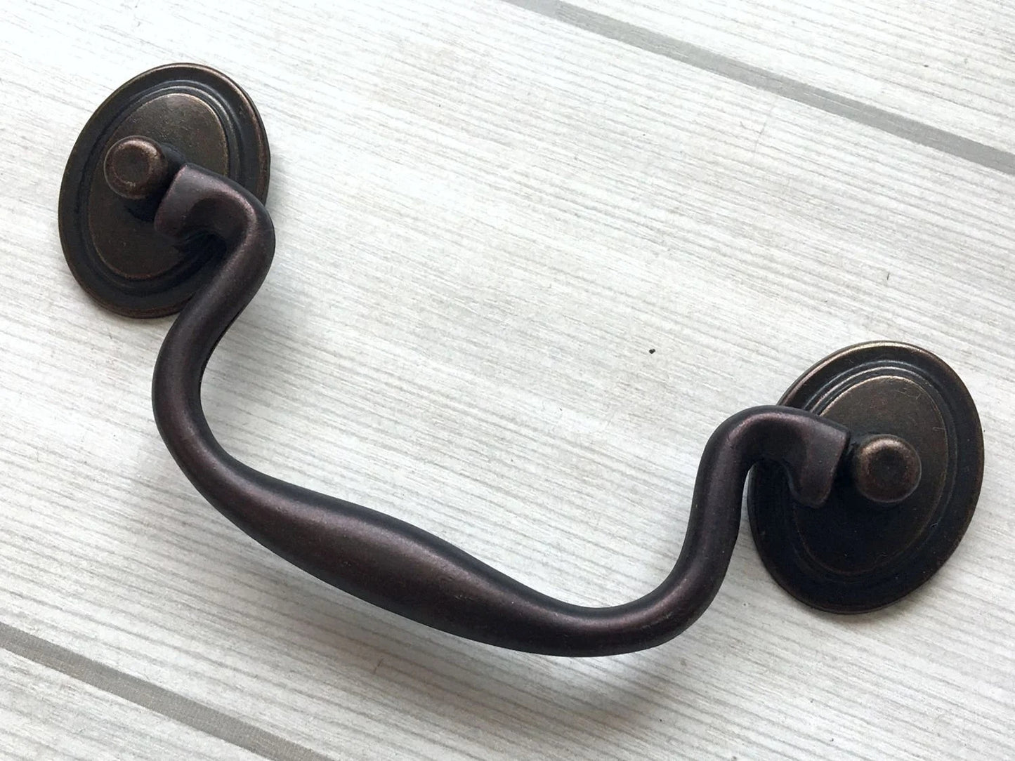 3.5" 4" Bail Drawer Pulls, Drop Handles, Dark Antique Brass, Vintage Style