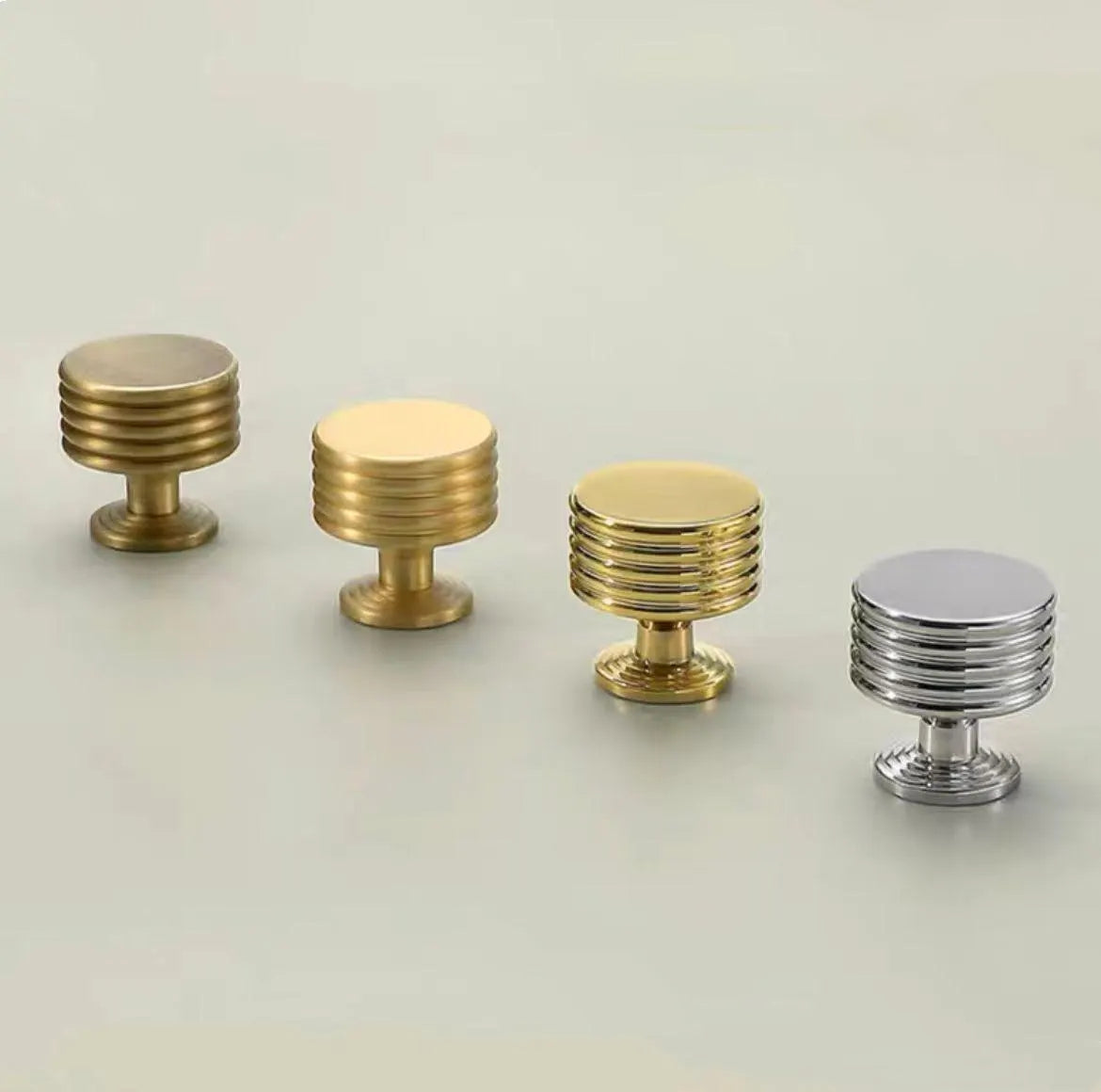 Brass Circle Drawer Knobs, Reeded Ringed Cabinet Knobs, Gold Chrome Antique Bronze