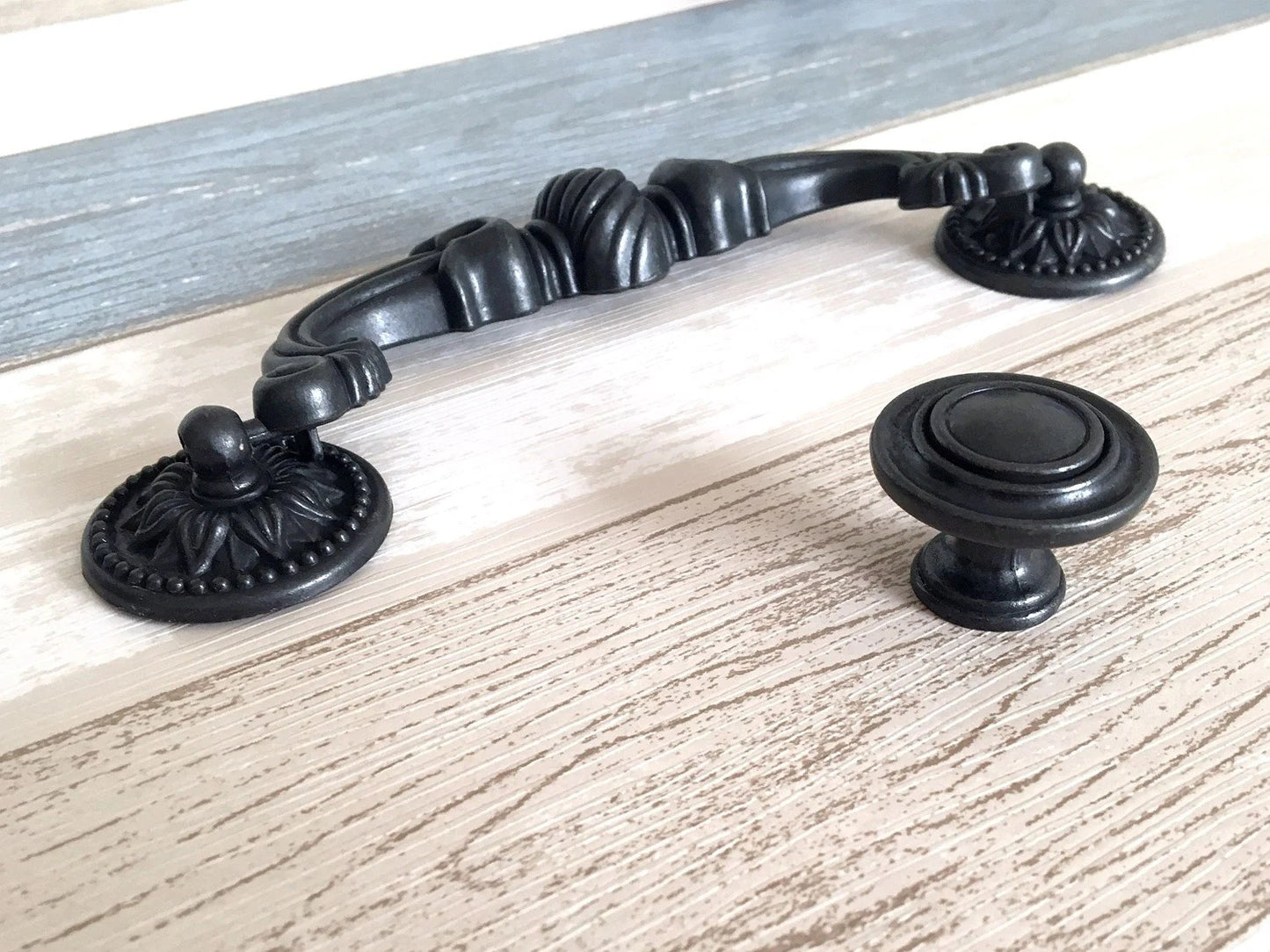 5.75" Vintage Style Bail Drawer Pull Handle Antique Bronze Black Drop Swing
