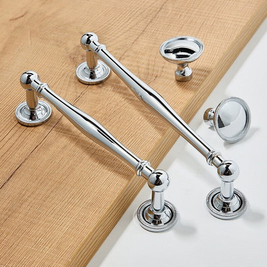 Polished Chrome Cabinet Handles, Shiny Silver Drawer Knobs, Solid Brass