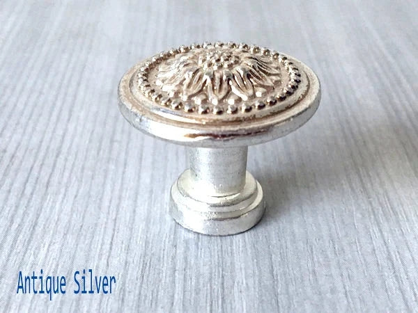 Small Sunflower Drawer Pulls, 1" Diameter, Vintage Shabby Chic