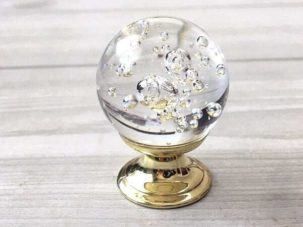 Bubble Glass Cabinet Knob - Polished Gold/Silver - Modern Cupboard Pull - LynnsHardware