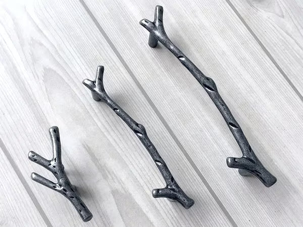 Branches Drawer Knob & Cabinet Pull, Black / Antique Pewter, 3.75" 5" C-C
