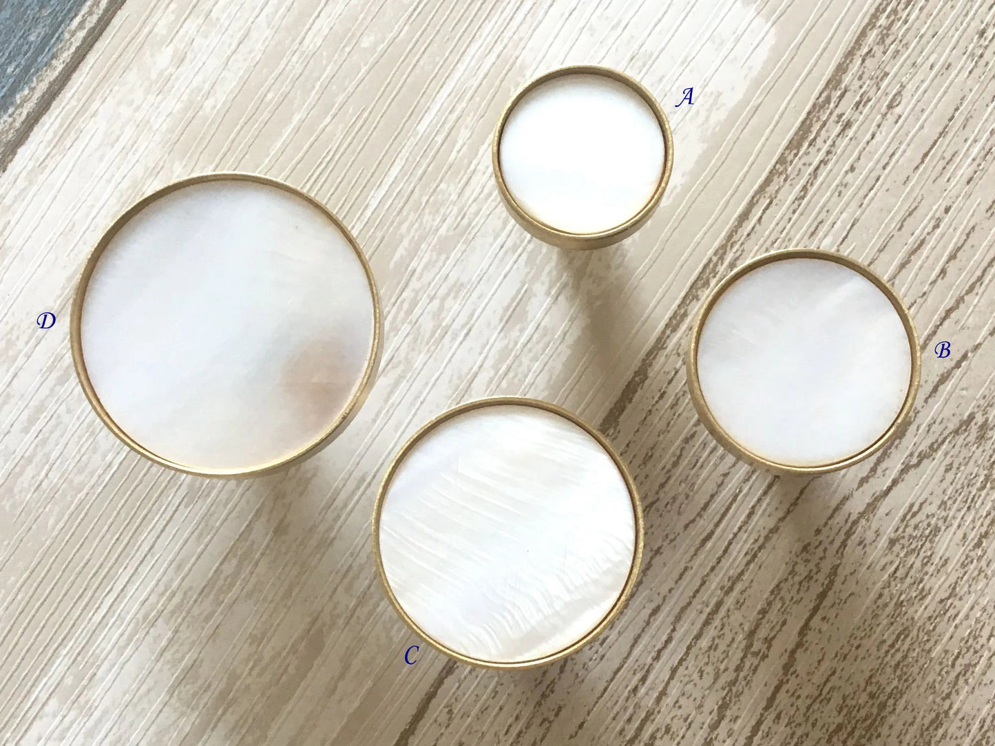 Circle Cabinet Knobs, MCM Drawer Pulls, Brass Shell, Brushed Gold Cream