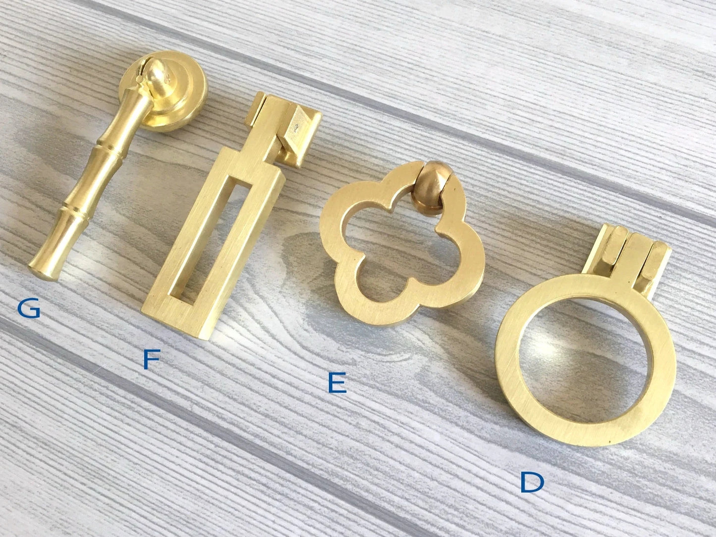 2.5" 3.75" 5" Brushed Gold Brass Drawer Handle, Drop Ring Pull, Circle Knob, MCM Hardware