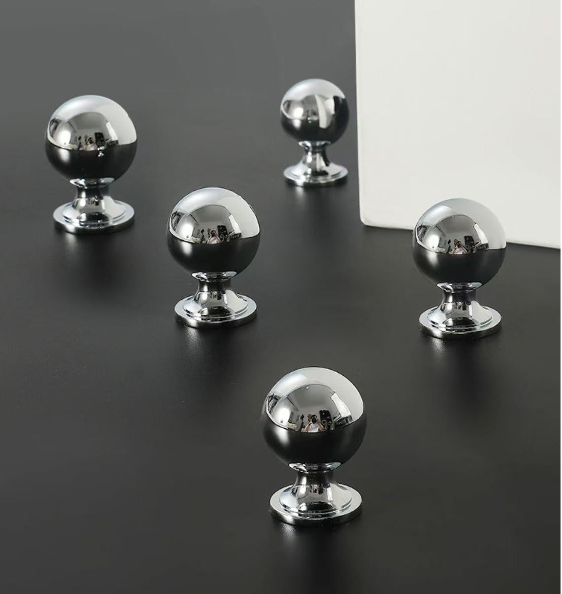 Ball Cabinet Knob, Solid Brass, Polished Chrome Drawer Pull, Kitchen Hardware
