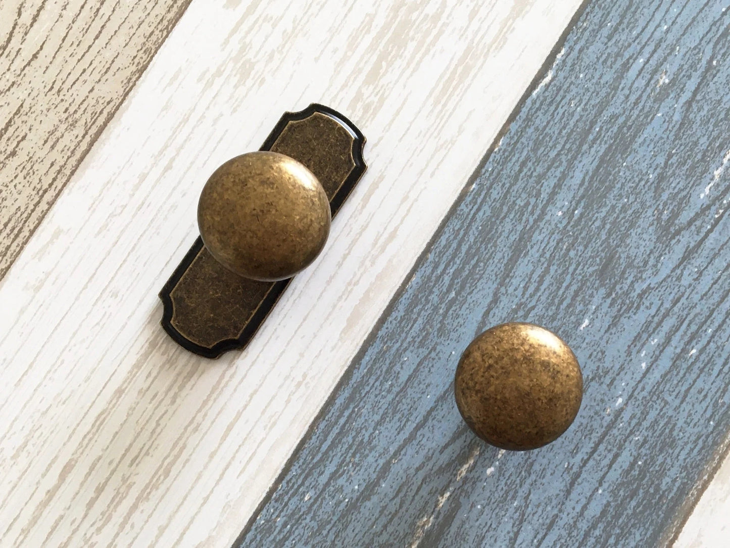 Drawer Knob with Backplate, Antique Bronze, Retro Rustic MCM, Kitchen Cabinet Hardware