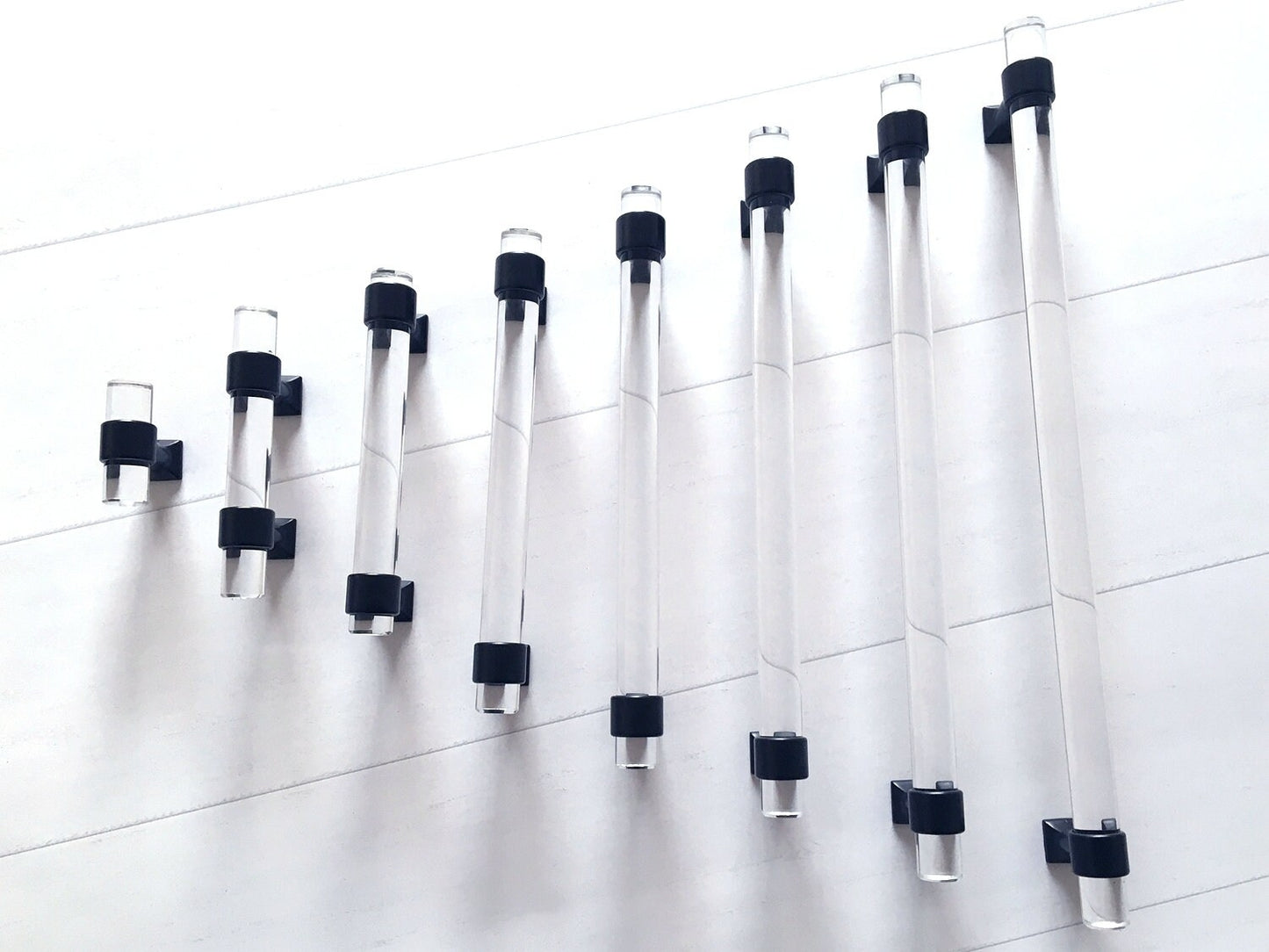 Drawer Pulls Lucite Cabinet Handles Acrylic Matte Black | Lynns Hardware | 2" 2.5" 3.25" Centers