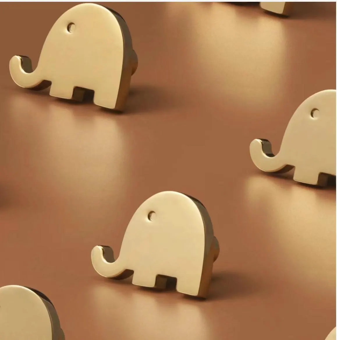 Elephant Brass Knobs, Nursery Dresser Pull, Kids Cabinet Hardware, Animal Gold Polished Chrome