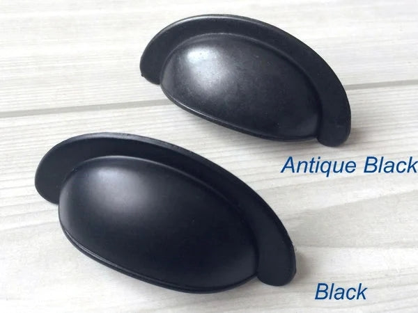 2.75" Cup Drawer Pull Vintage Style, Antique Bronze, Black, Nickel