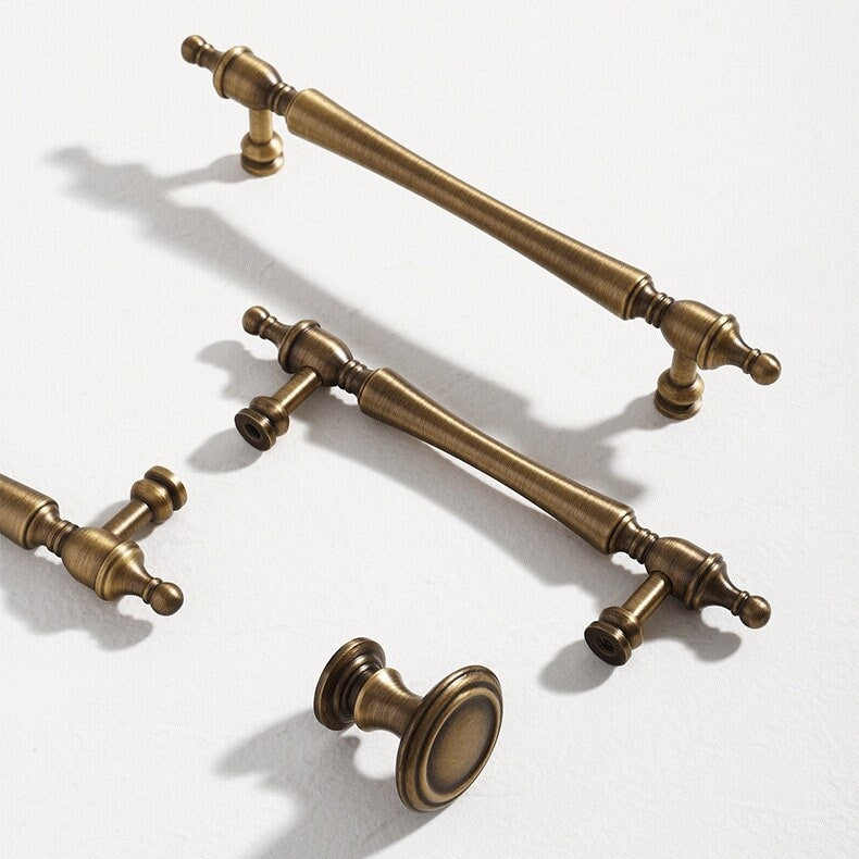 Brass Cabinet Handles Antique Bronze Drawer Pulls, 96 128 160 mm centers