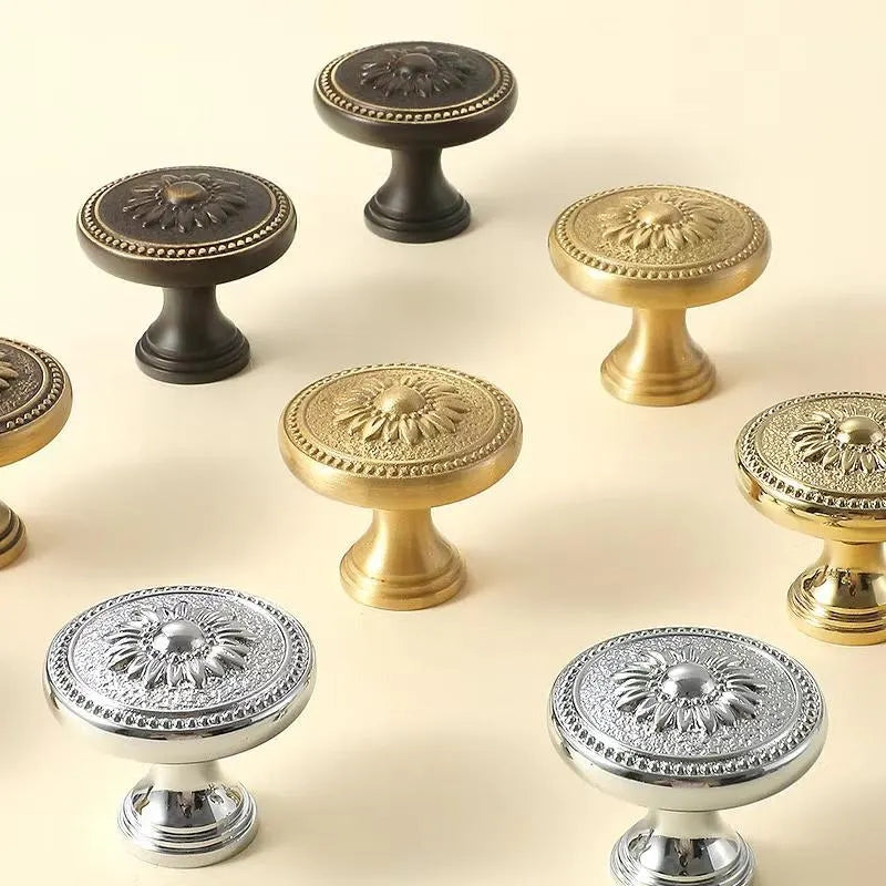 Brass Victorian Floral Drawer Pulls, Round and Oval Cabinet Knobs, Gold Chrome Coffee Bronze