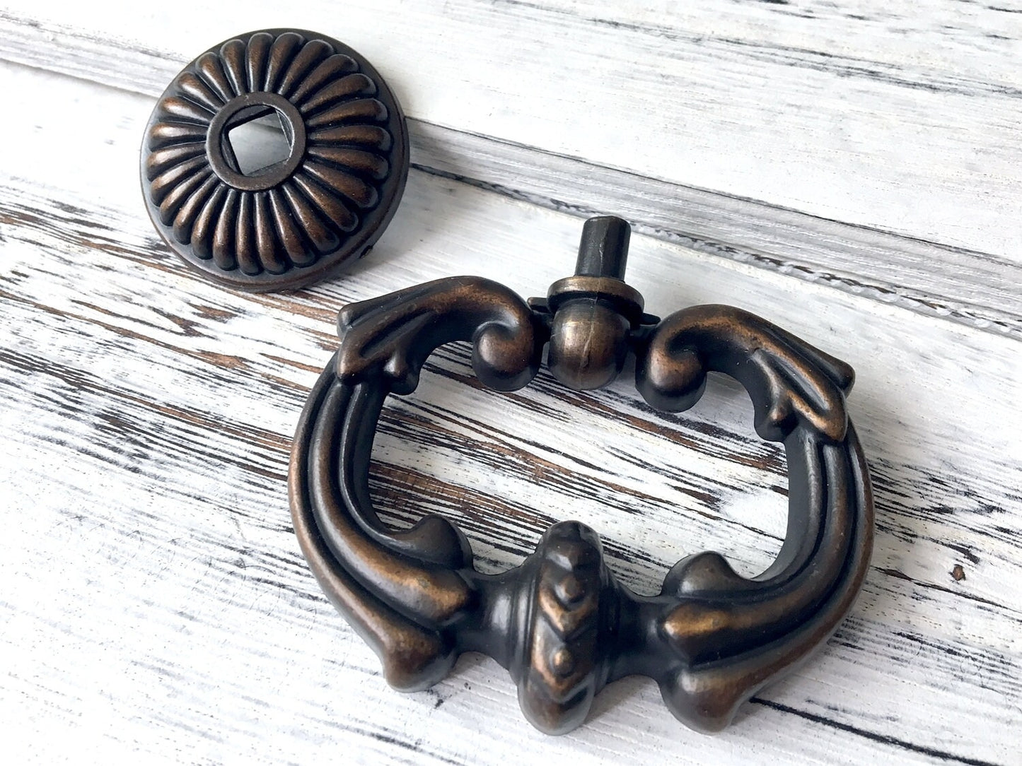 Dia 2.5 Inch Large Dark Antique Brass Drop Ring Drawer Pull, Vintage Style