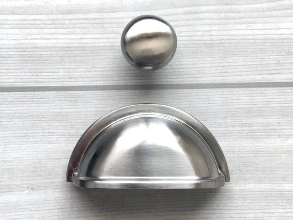Nickel Cabinet Drawer Pulls Modern Cup Handles 76 96 128 mm Lynn Hardware