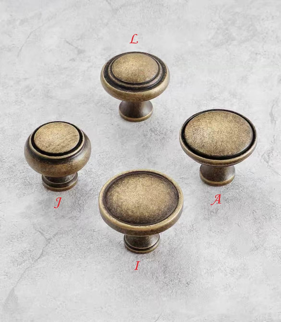 Classic Antique Bronze Cabinet Knob, Solid Brass, Retro Vintage Victorian Rustic Kitchen Hardware