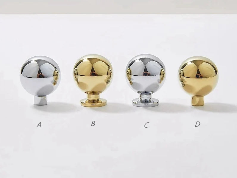 Brass Cabinet Ball Knobs, Polished Gold Chrome, Sleek Modern, Lynns Hardware
