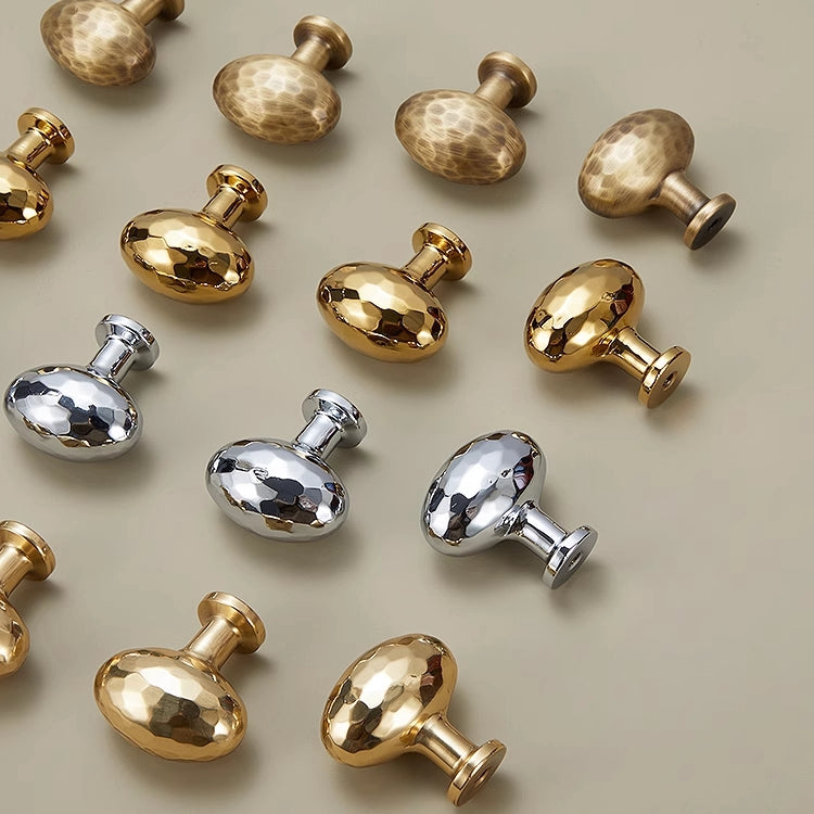 Hammered Brass Knobs, Egg Drawer Pulls, Bronze Gold Silver