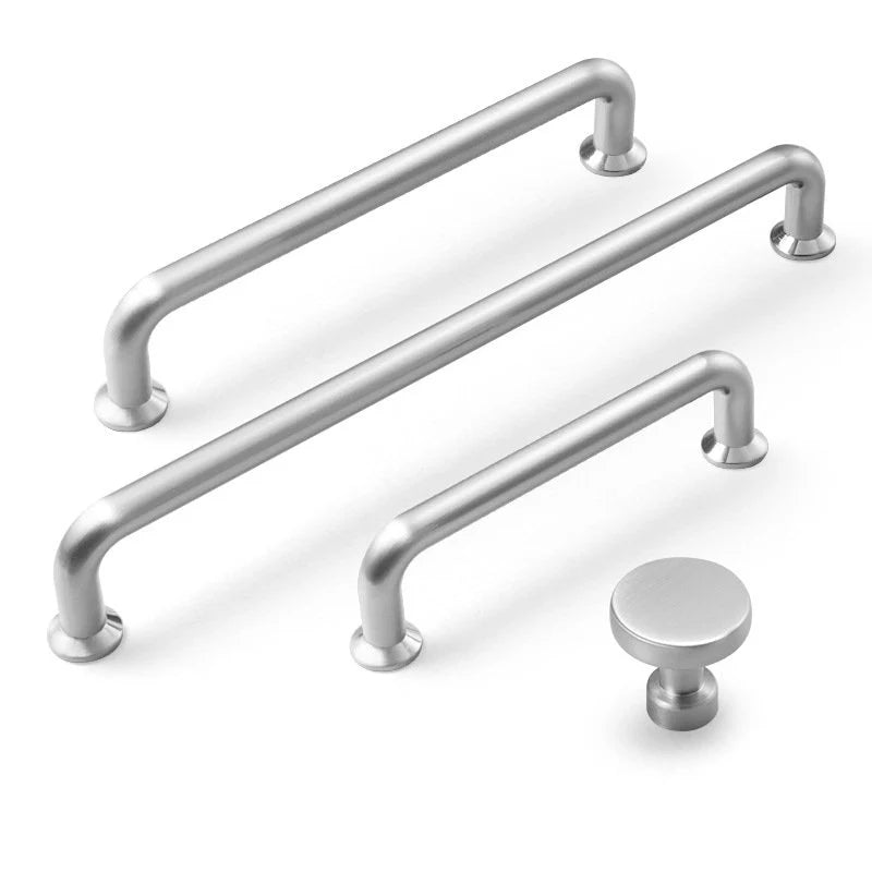 Brushed Nickel Cabinet Pull, Wire Drawer Handle, Modern Minimalist Kitchen Hardware