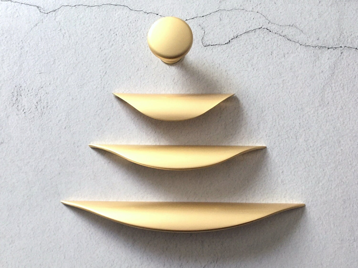 Gold Cup Drawer Pulls, Slim Cabinet Handle, Kitchen Hardware