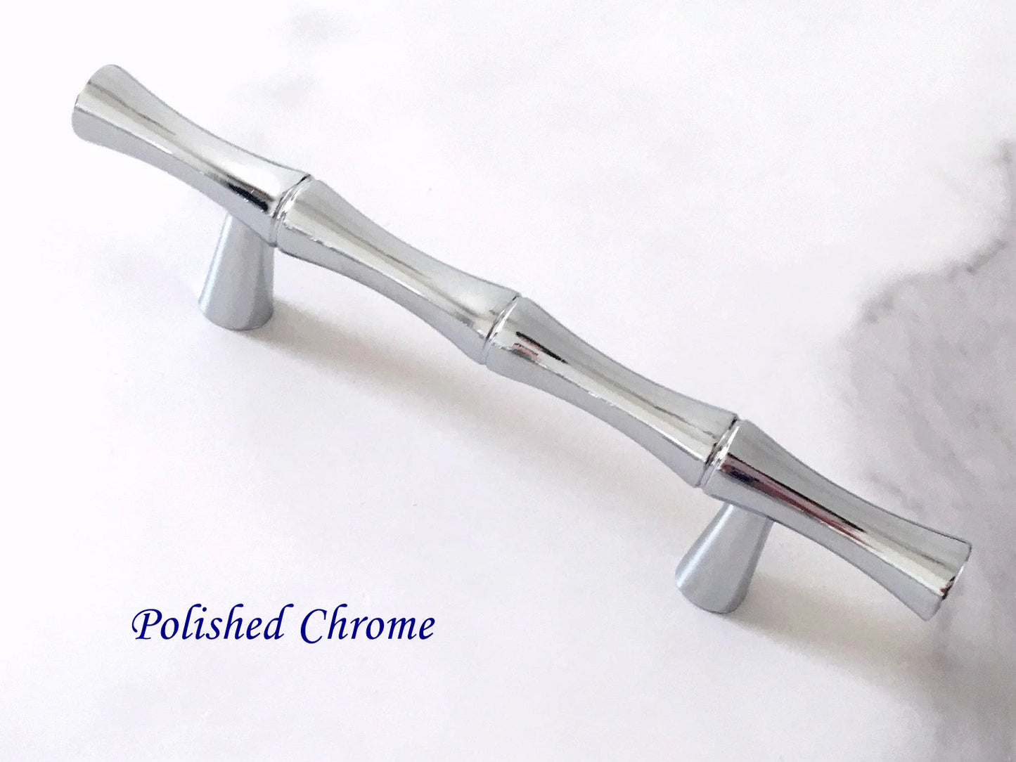 3 Inch Bamboo Drawer Pulls Polished Chrome