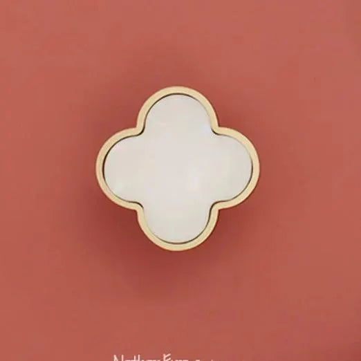 Clover Cabinet Knobs, MCM Drawer Pulls, Brass Shell, Brushed Gold, Polished Chrome,