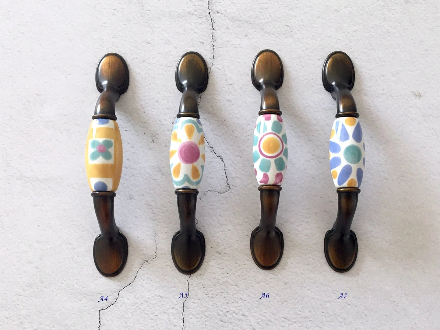 3" Centers Drawer Pulls, Cabinet Handle Hardware, 76 mm Holes, Ceramic