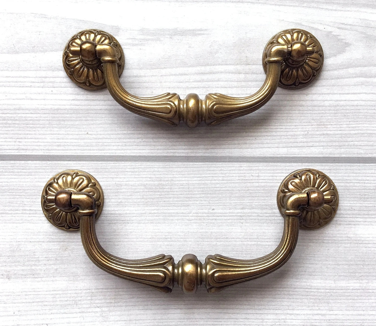 3.75" 4.5" Drop Bail Drawer Pull Handles Antique Brass Vintage Style
