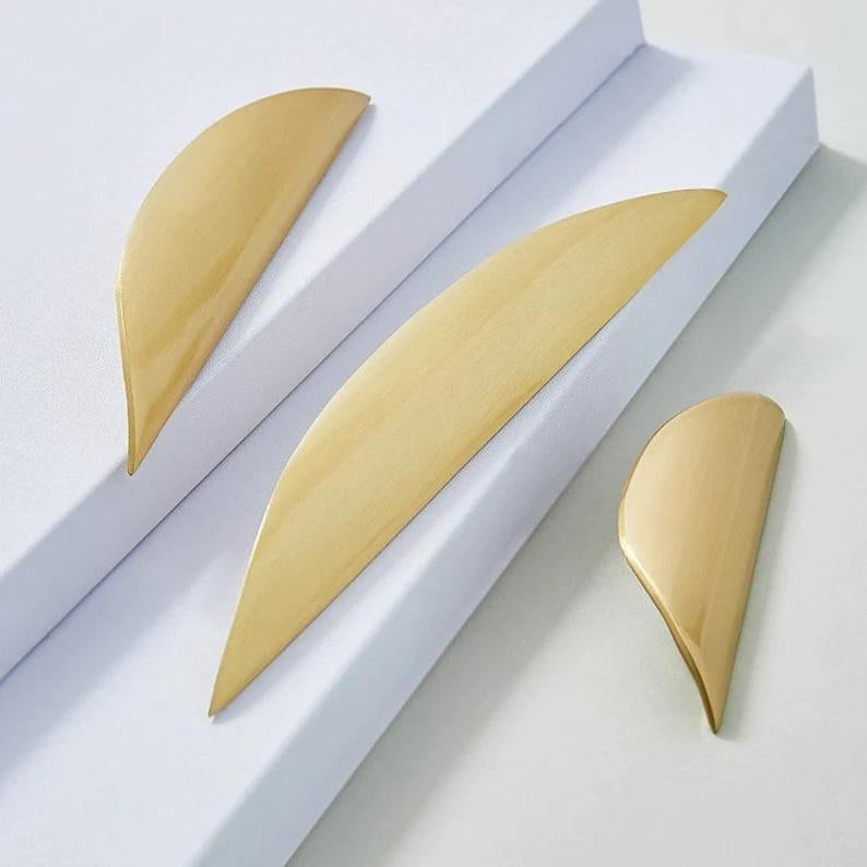 1.25" 2.5" 3.75" Brass Drawer Pull, Finger Handles, Brushed Gold