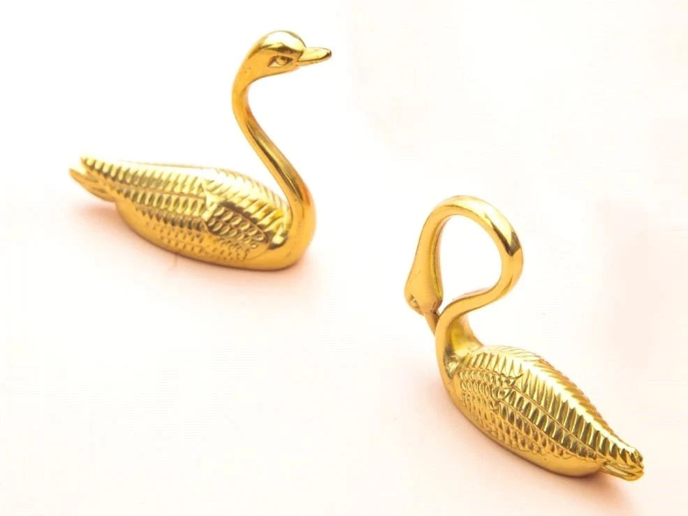 Swan Brass Knobs, Polished Gold, Cabinet Hardware