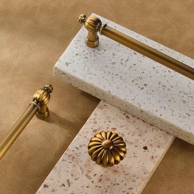 3.75" 5" 7.5" Antique Gold Brass Cabinet Pulls, Mid Century MCM Kitchen Hardware