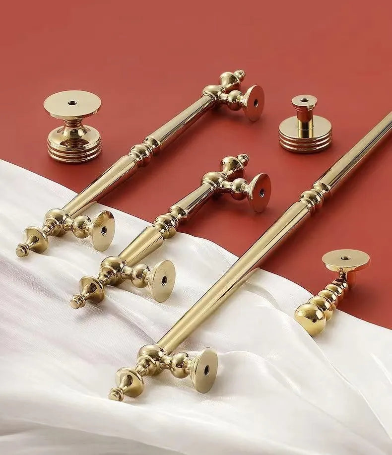 Polished Brass Cabinet Bar Pulls European Style Luxury Shiny Gold