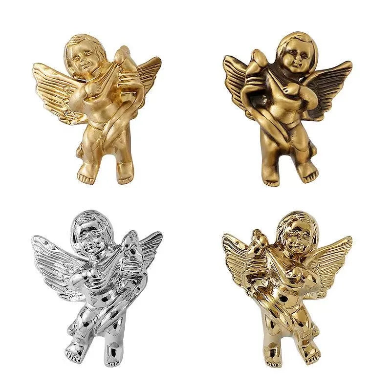 Angel Cupid Design Cabinet Knobs, Solid Brass, Gold, Silver and Bronze