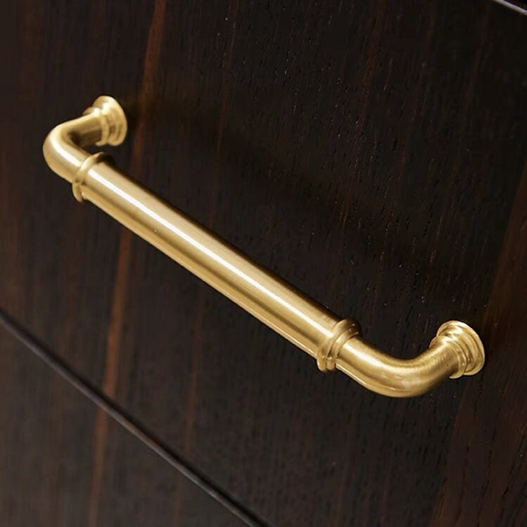 3.75" 5" Solid Brass Cabinet Handles in Brushed Gold | MCM Kitchen Hardware