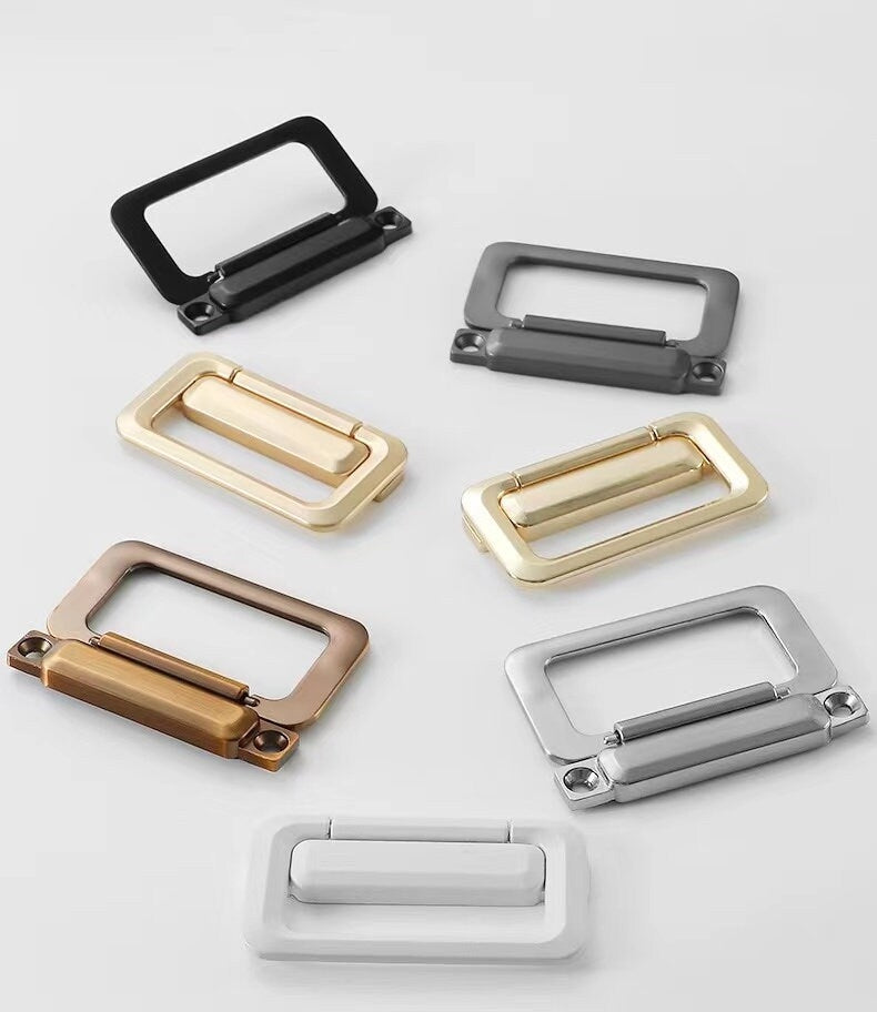 2.5" Holes Square Flat Bail Drawer Pulls Invisible, Gray Nickel Gold White Black, 64 mm Centers