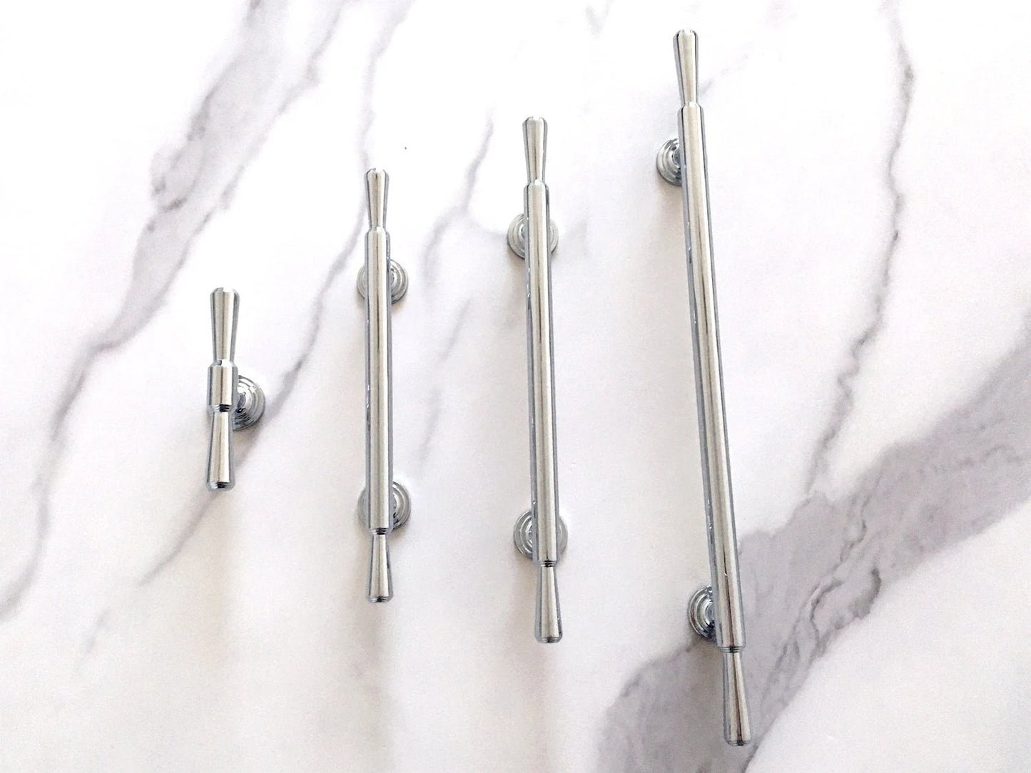 Polished Chrome Cabinet Handles, Drawer Bar Pulls, Contemporary Kitchen Hardware