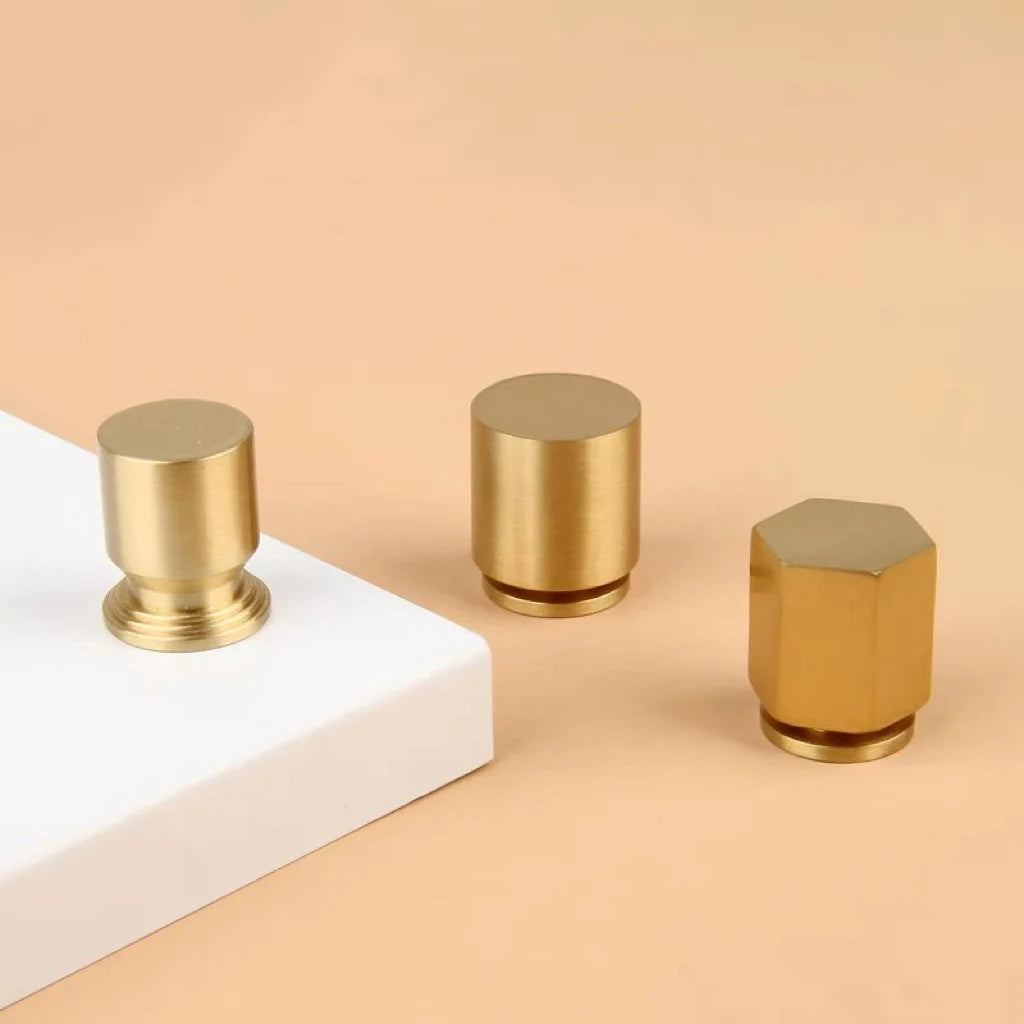Solid Brass Cabinet Knobs, Classic Cylinder Knurled, Kitchen Hardware