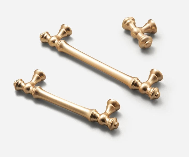 Poignée de cuisine rustique en bronze antique et bouton rond | Style campagnard - 96 128 192 mm